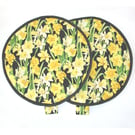 Magnetic Aga Hob Lid Mats Daffodils Chef Pad Covers Surface Saver Black Yellow