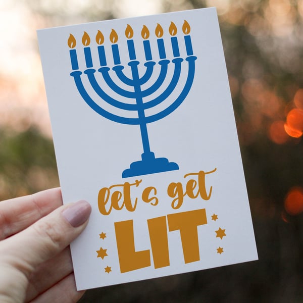Lets Get Lit Hanukkah Card, Hanukkah, Personalised Hanukkah Celebrations