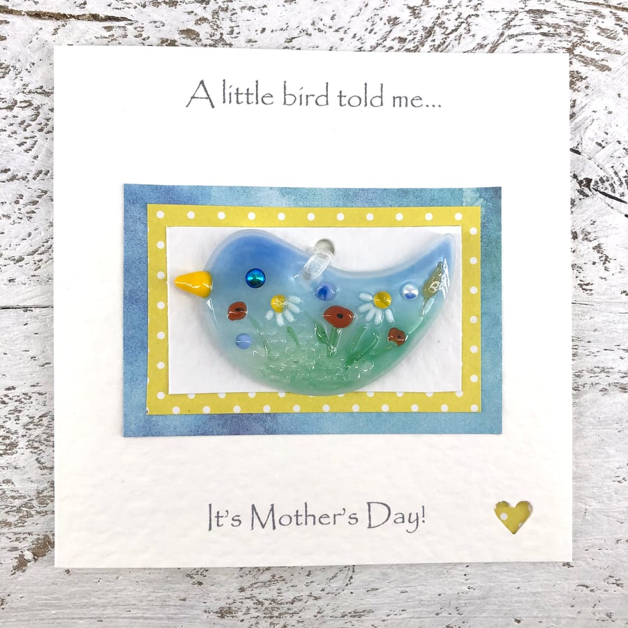 Mother’s Day Card with Detachable Glass Meadow Bird