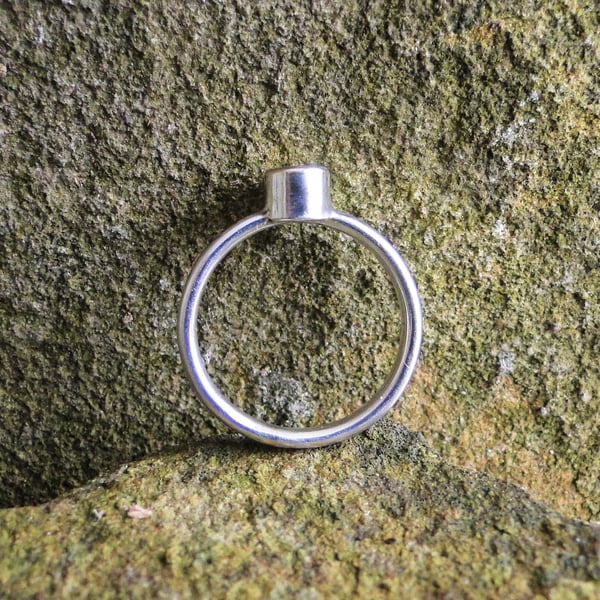 Silver ring with gold accent UK size P