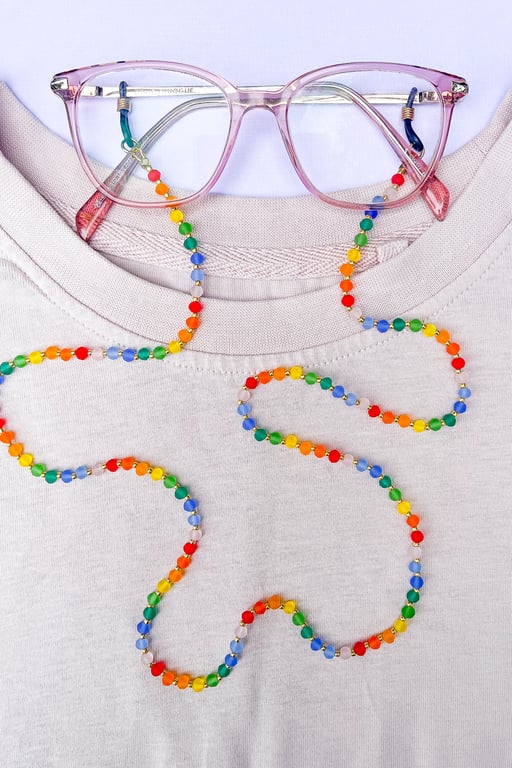 Rainbow Beaded Glasses Chain – Colourful Handmade Sunglasses Cord 