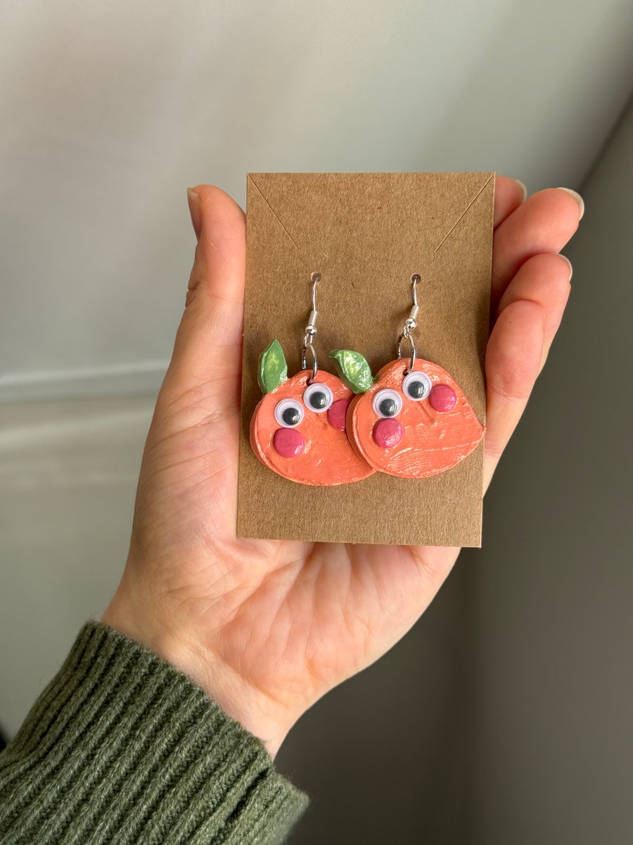 Cute Pink Peach Clay Earrings
