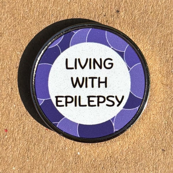 Living With Epilepsy Pin Badge Purple Awareness Stainless Steel 25 mm