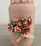 Handmade Taupe Yarn Wrapped Vase - Crochet Trim and Rustic Flower Detail - Image 3