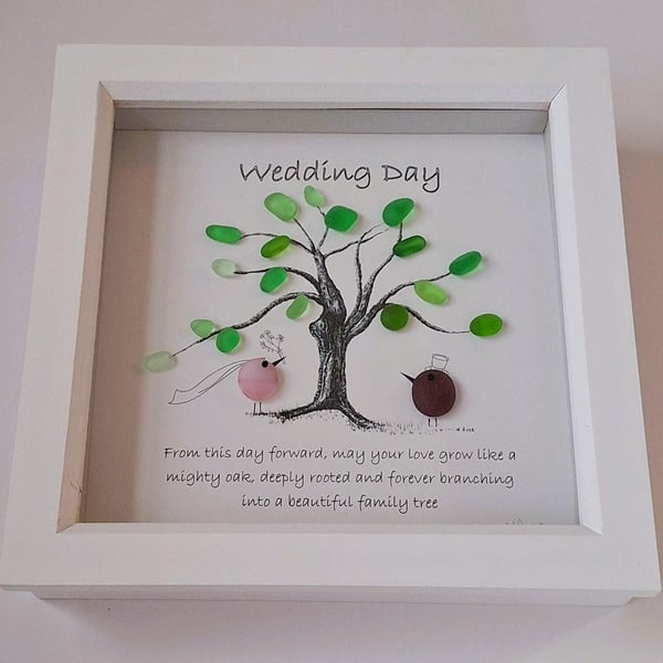 Wedding Gift: Personalised Sea Glass, Pen & Ink Print