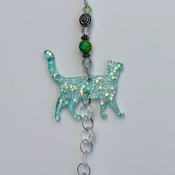 Sparkly Resin Sun Catcher Decoration - Cat 1