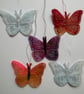 Embroidered Butterfly Hanging Decorations Multi Metallic Festive (Set of 5)