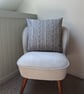 Navy Floral Stripe Cushion - Image 3