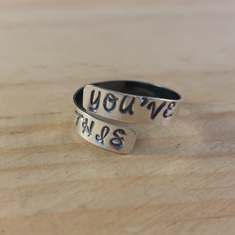 Sterling Silver Hand Stamped You've Got This Adjustable Ring (SKU130625)