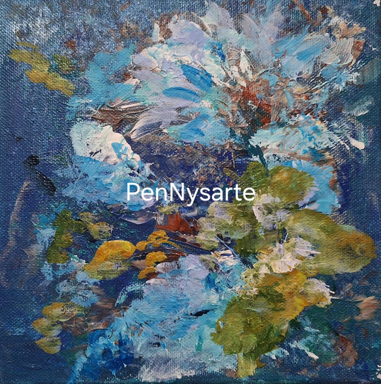 Original Textured Floral Acrylic Painting - 20cm x 20cm