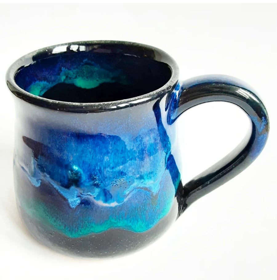 Blue Glazed Mug - Hand Thrown Stoneware Ceramic Mug 