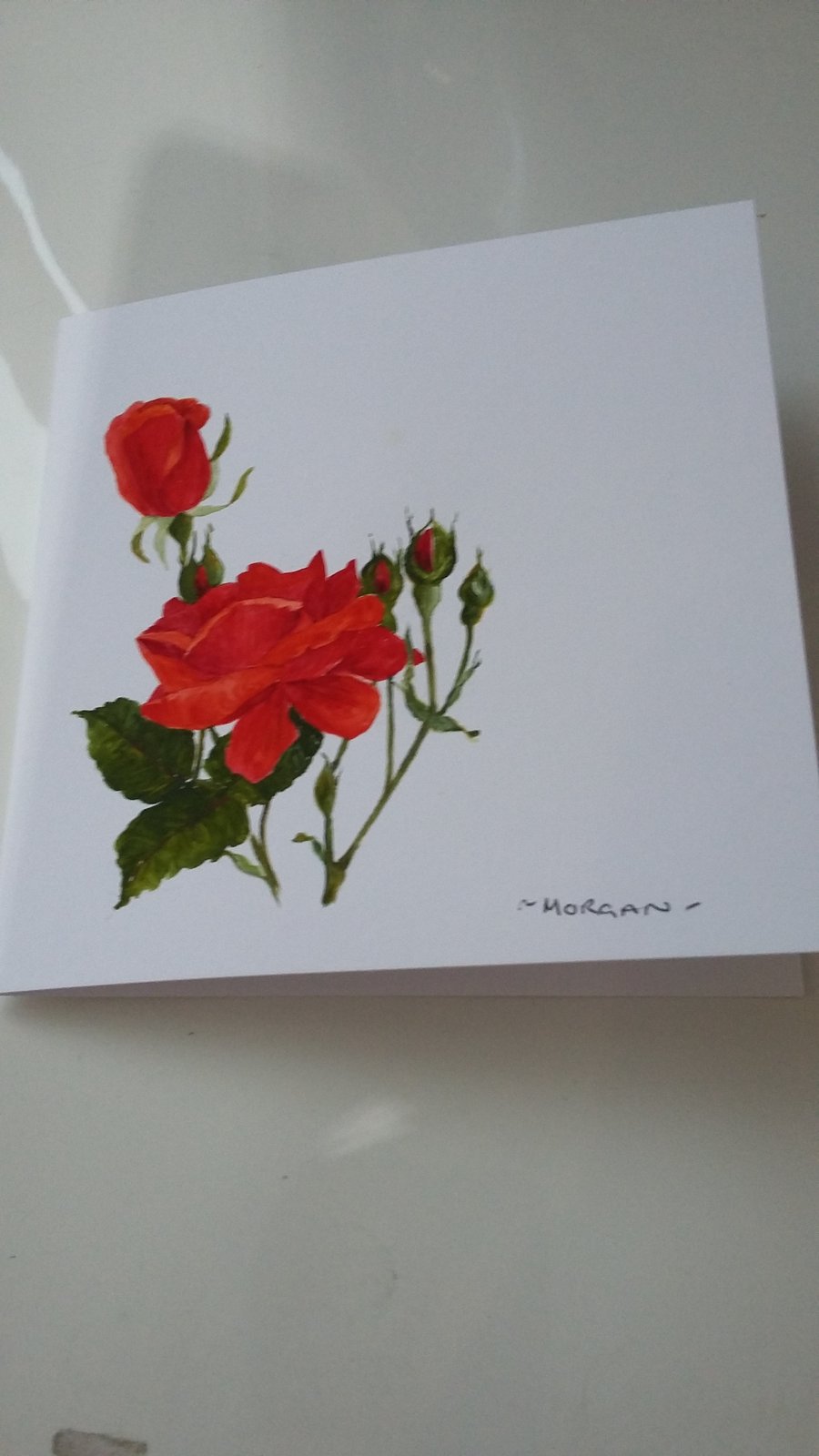 HAND PAINTED WATER COLOUR CARD WITH ROSES