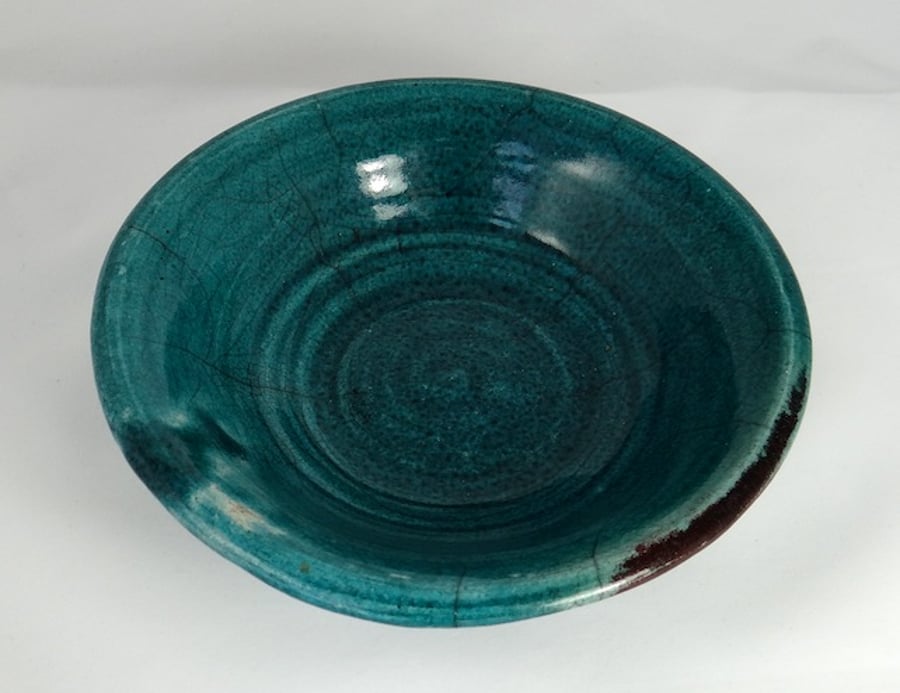 Green raku dish - handmade pottery