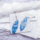 Marbled blue, white and silver earrings
