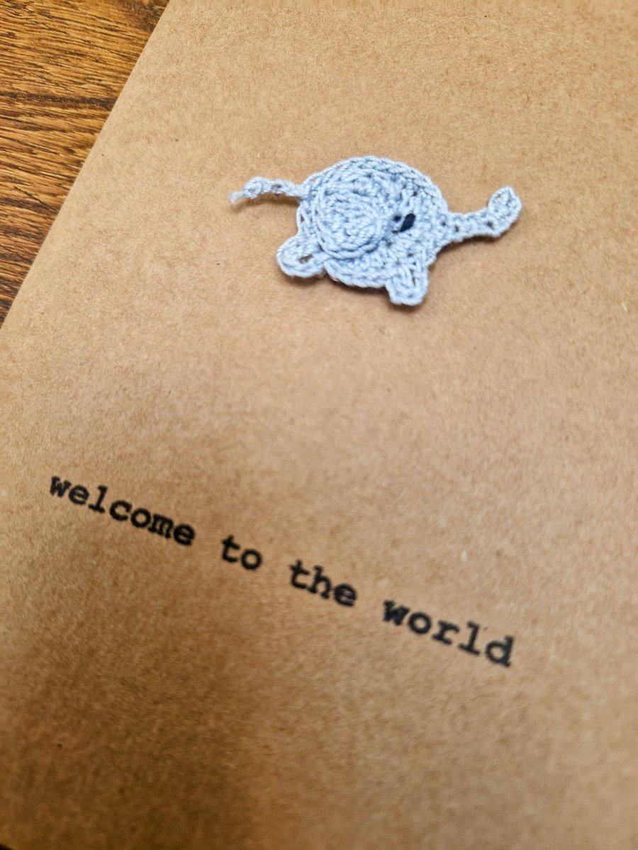 New Baby - Congratulations - Elephant - Handmade Crochet Card