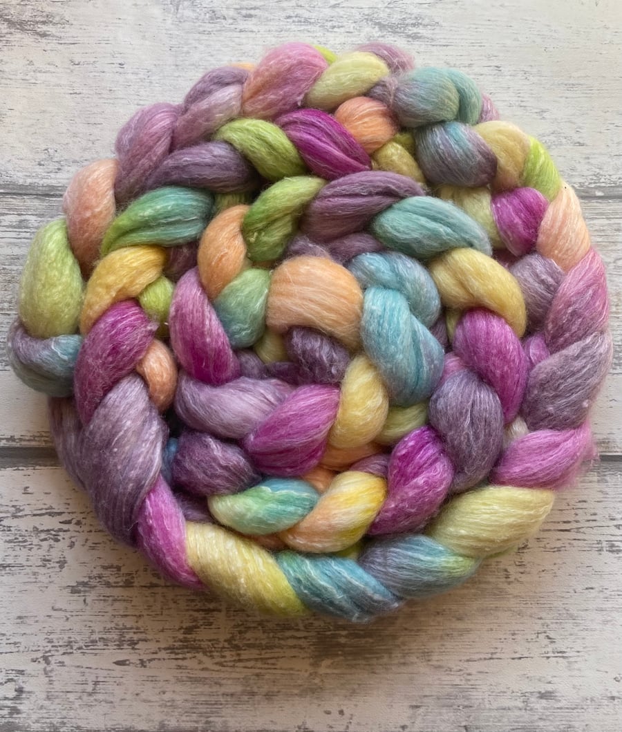 Merino bamboo tweed blend Spinning fibre 98g whiffle fur