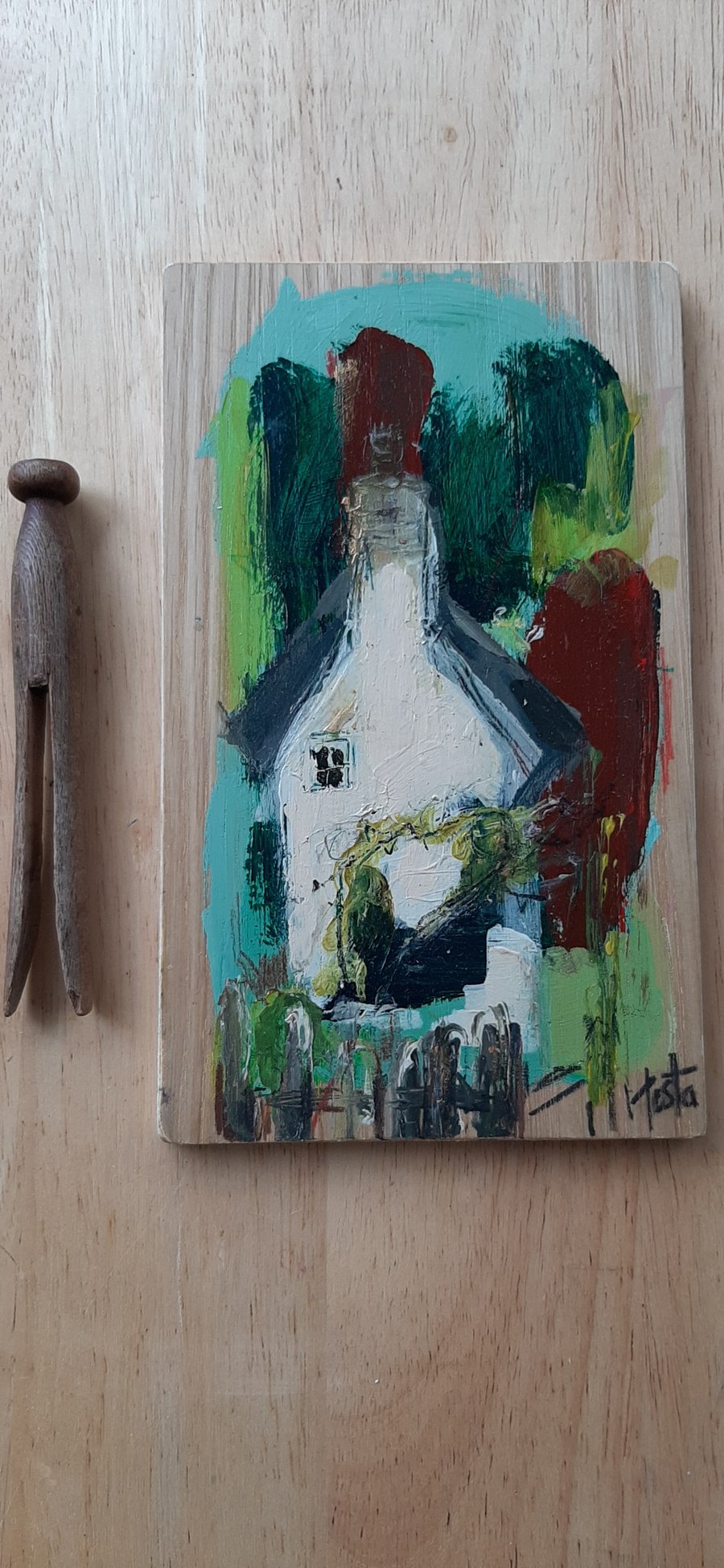 Cottage semi abstract painting 