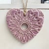 Small Pottery heart decoration pink