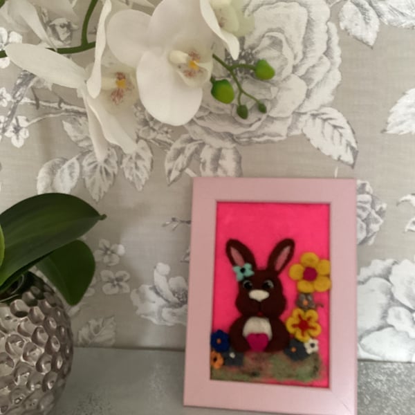 Rabbit and heart with cute flowers 