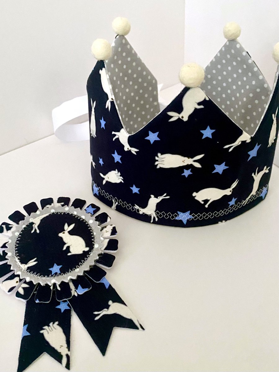 Child’s Fabric Crown & Birthday Badge Set 