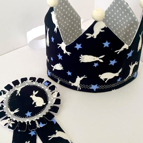 Child’s Fabric Crown & Birthday Badge Set 