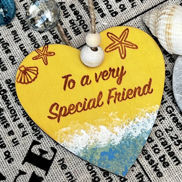 Wooden Hanging Decoration - special friend seaside themed