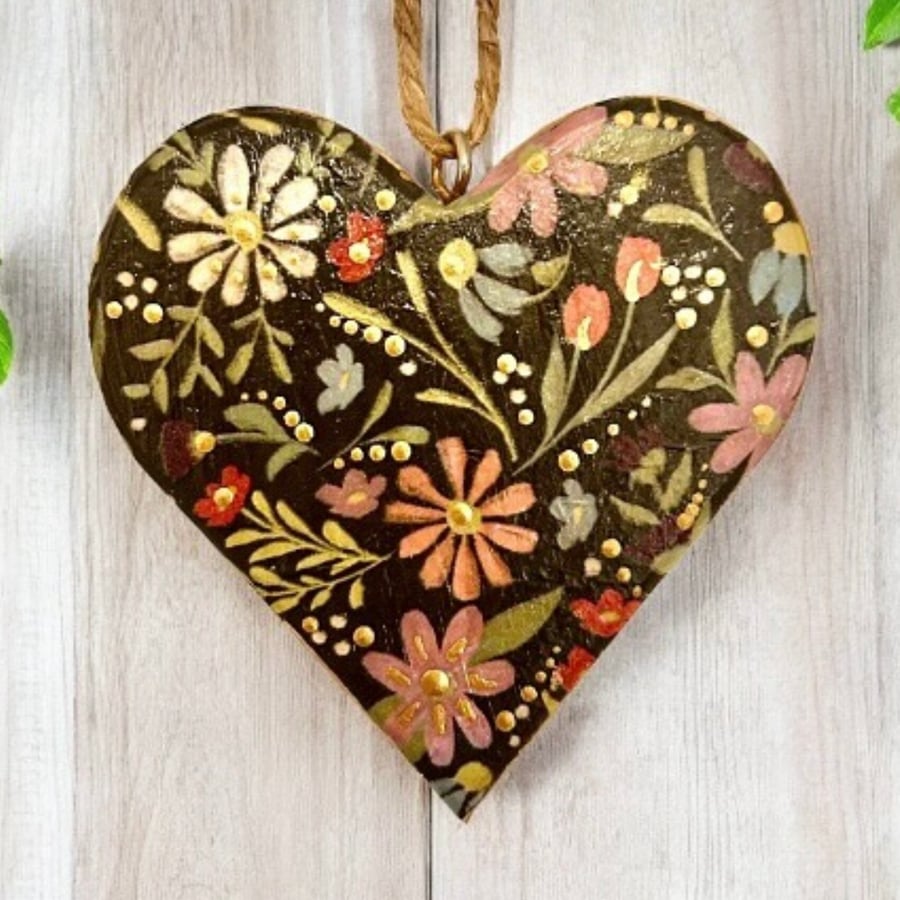 Decoupage wood heart