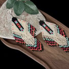 Handmade Miyuki Bead Fringe Earrings in a Native American Inspired Design