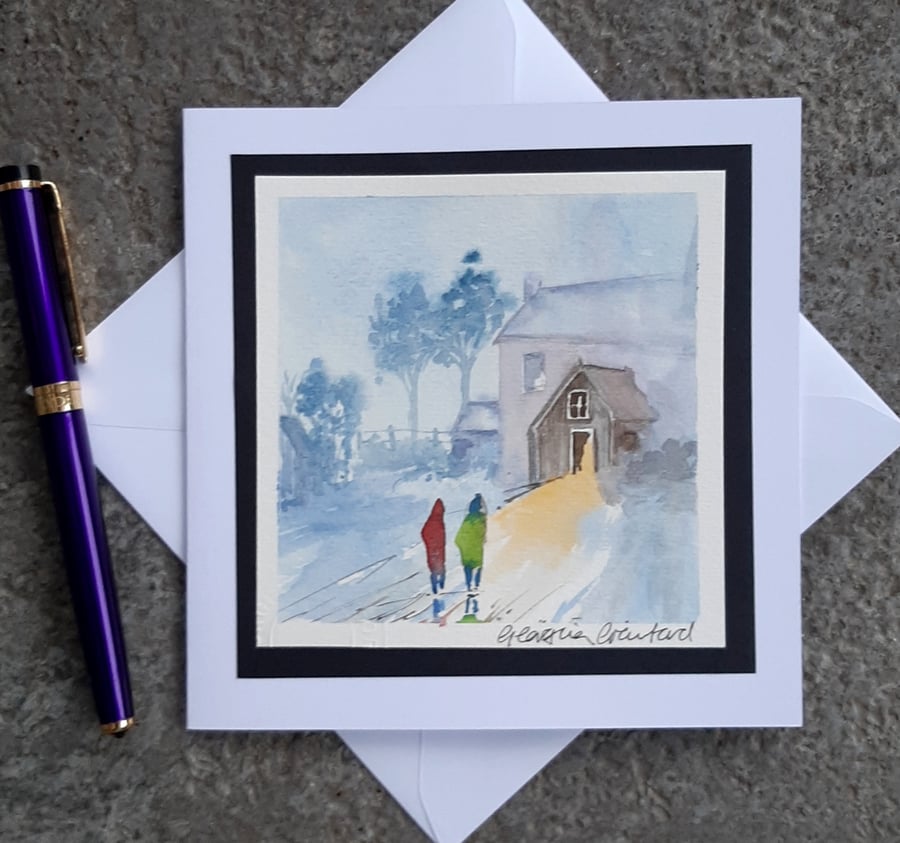 Blank Card. Handpainted Card. Letterbox Gift. Keepsake. Handmade Card