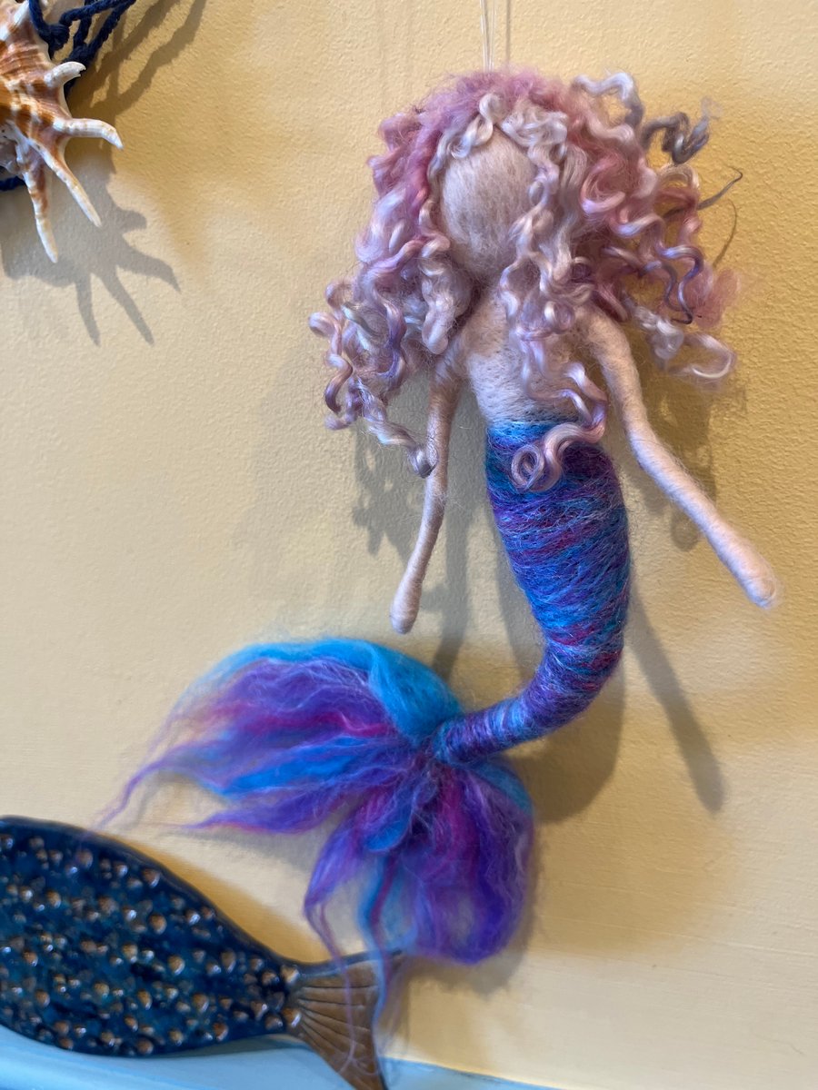 Whimsical felted mermaid