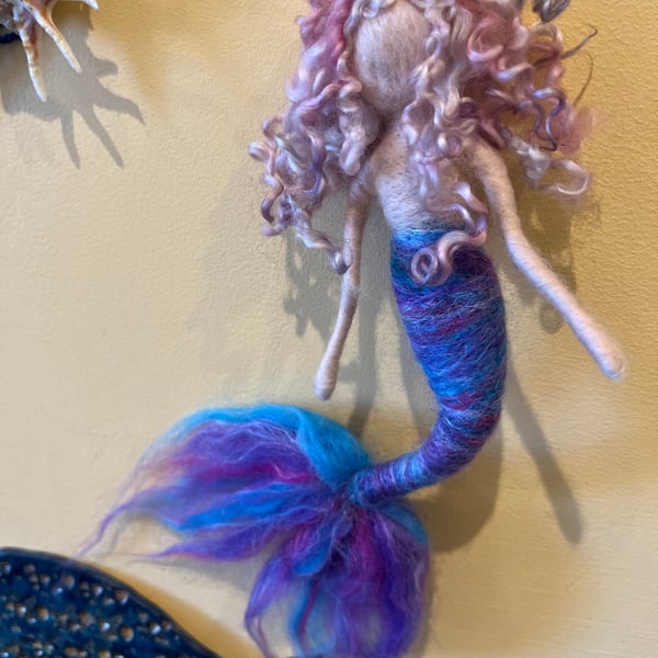 Whimsical felted mermaid