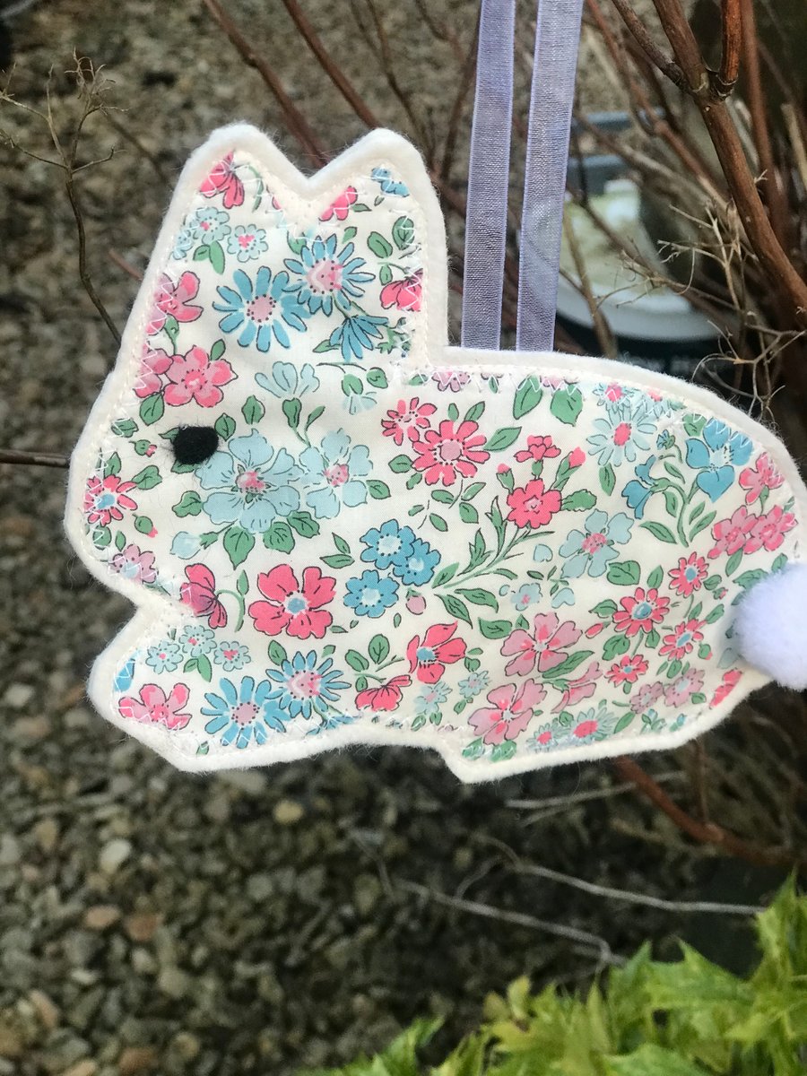 Easter Bunny Rabbit Liberty Fabric and Felt Hanging Decoration 
