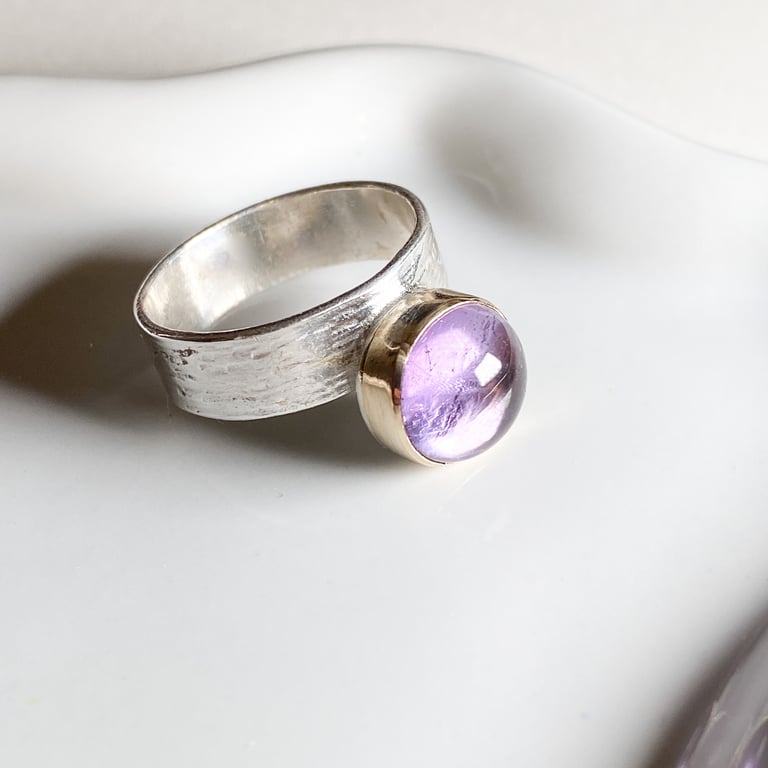 Amethyst Gold and Silver Ring 