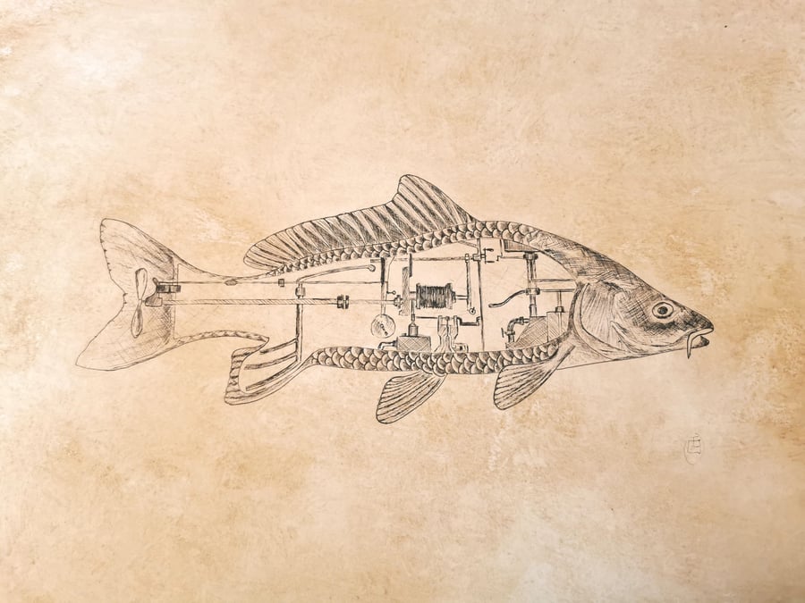 Motor Carp drawing artwork 