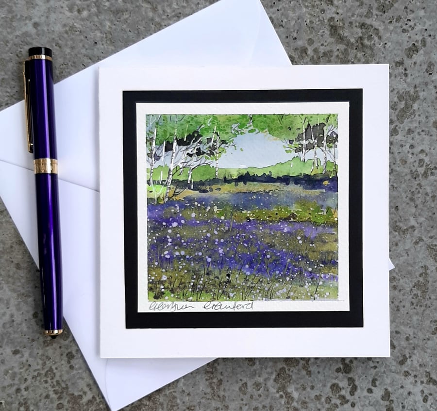 Bluebell Woods. Blank Card. Notelet. Handpainted Card Of Bluebells.