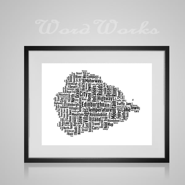 Personalised Edinburgh Map Design Word Art Gifts  