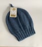 SLOUCH BEANIE hat .'Elodie' .Luxury alpaca, merino wool blend . Denim blue.  - Image 4