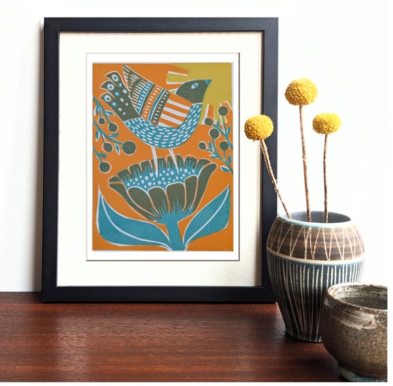 Orange Bird in a Flower