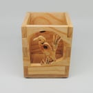 Decorative Pencil Stationary Box - Grey Heron (Ash wood)