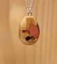 Olive wood and pale red resin pendant - free UK postage - Image 2