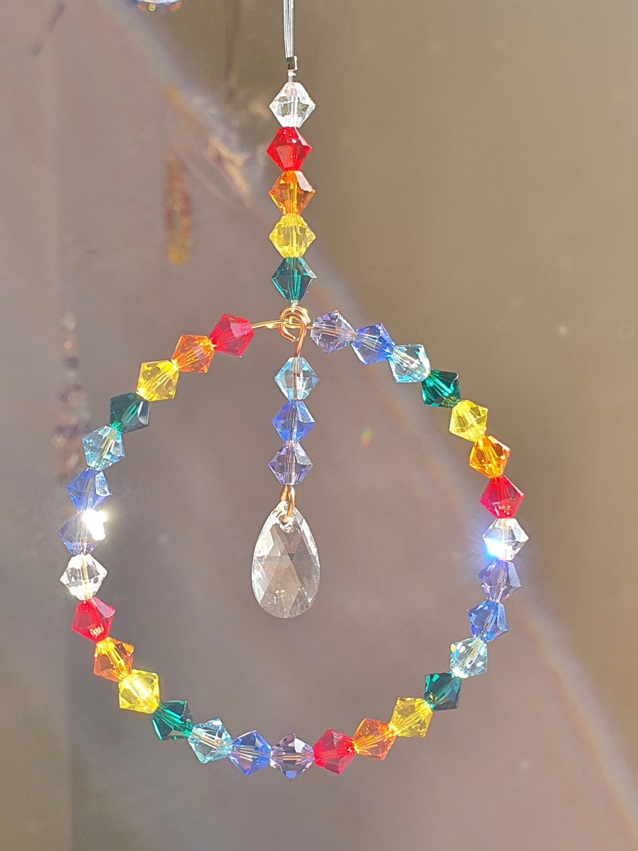 Swarovski Crystal Rainbow Mix Suncatcher with Swarovski Crystal Pendant