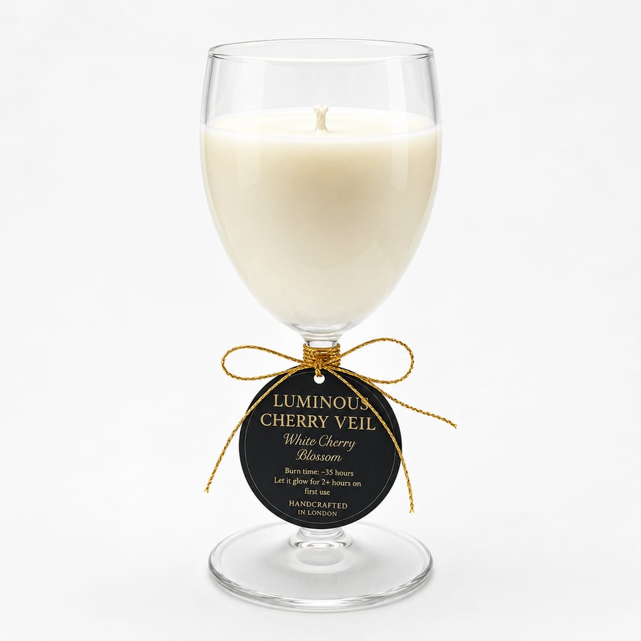 White Cherry Blossom Soy Candle - Floral Scented Candle - Handmade UK