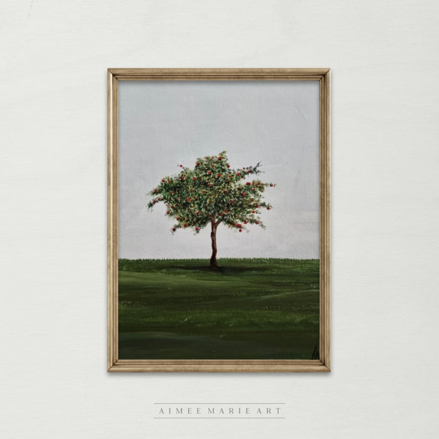 Apple Tree Painting - Original Art - Nature Lover Gift - Unframed 