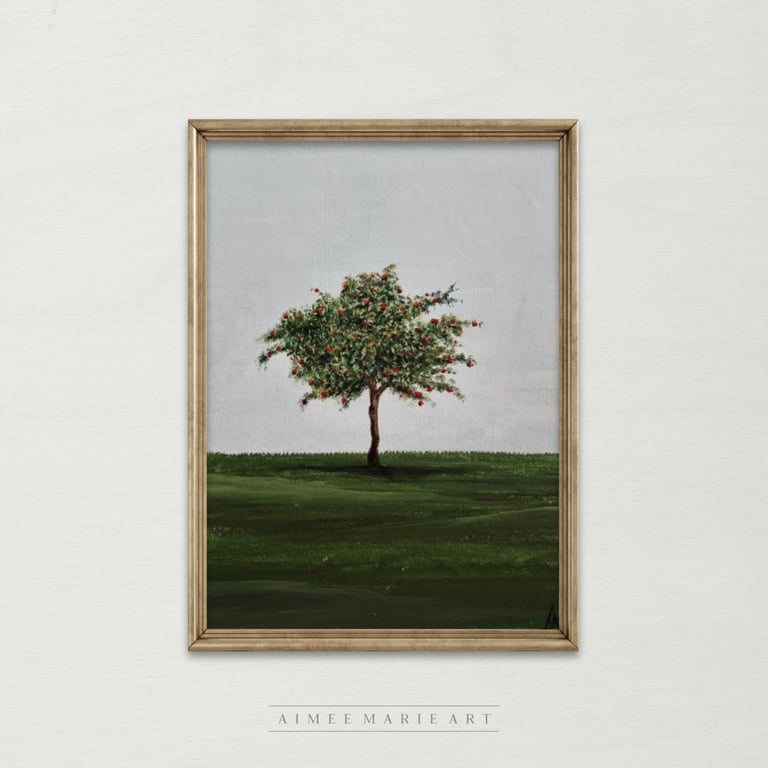 Apple Tree Painting - Original Art - Nature Lover Gift - Unframed 