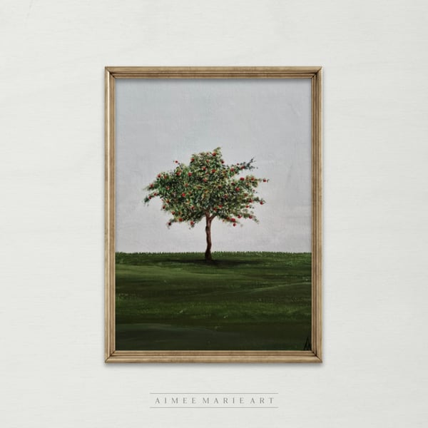 Apple Tree Painting - Original Art - Nature Lover Gift - Unframed 