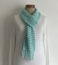 COTTON  and SILK scarf. 'Wayside' . Lightweight , all-seasons. Pale blue. - Image 9