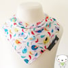 BellaOski HANDMADE BANDANA DRIBBLE BIB BIRDS & FEATHERS Fabric BABY GIFT IDEA