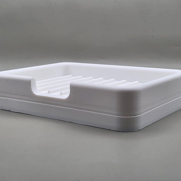Draining Soap Dish with Drip Tray - Two-Part Bar Soap Holder - Made in the UK