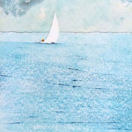 Summer sailing blank art artist card coastal seaside cellophane free