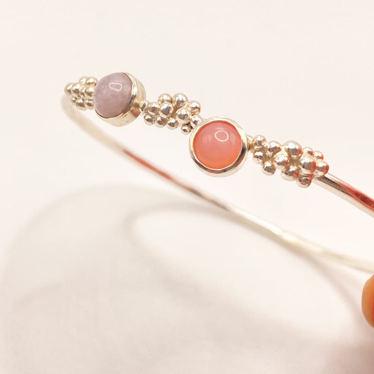 Opal and lavender Jadeite Bangle 